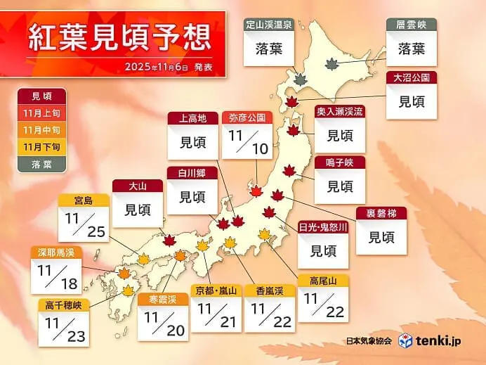 2025年日本紅葉預測