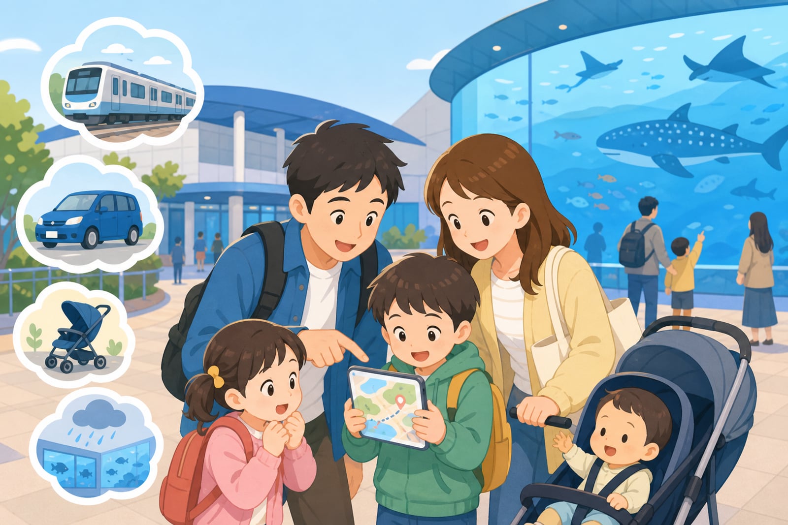 日本水族館親子行程選擇示意圖