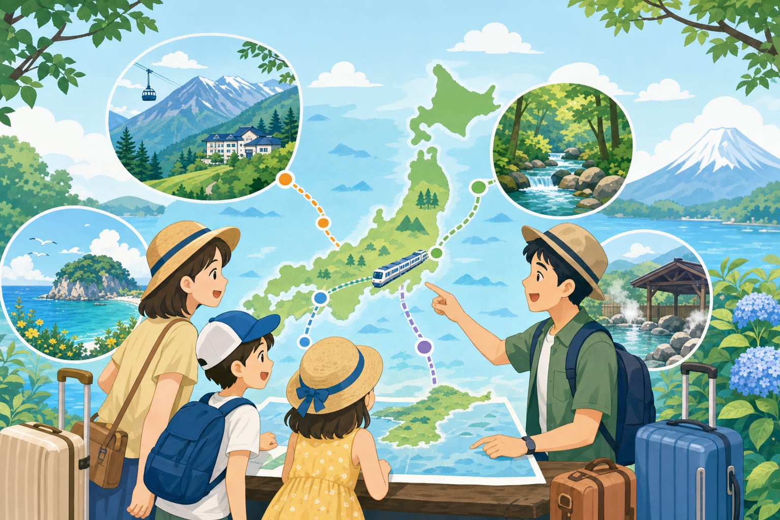 日本夏季避暑地行程選擇示意圖