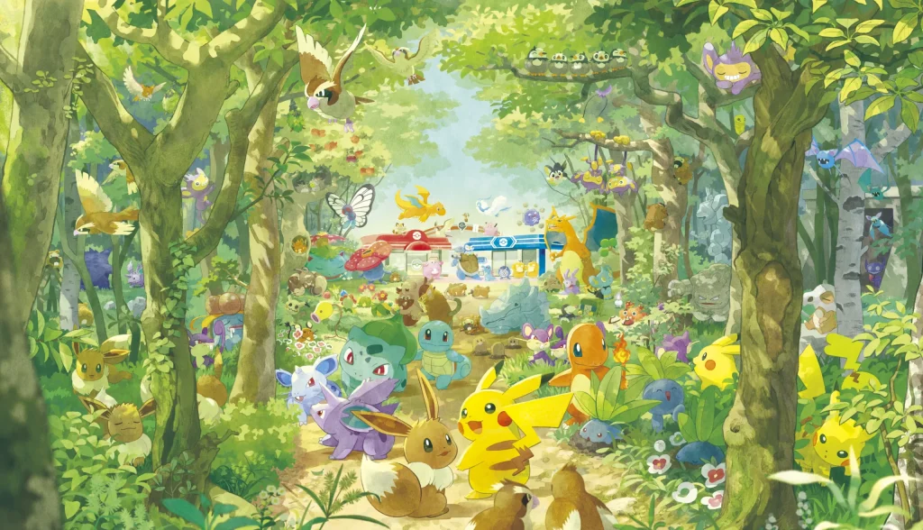PokéPark KANTO 寶可夢森林與小鎮全景概念圖