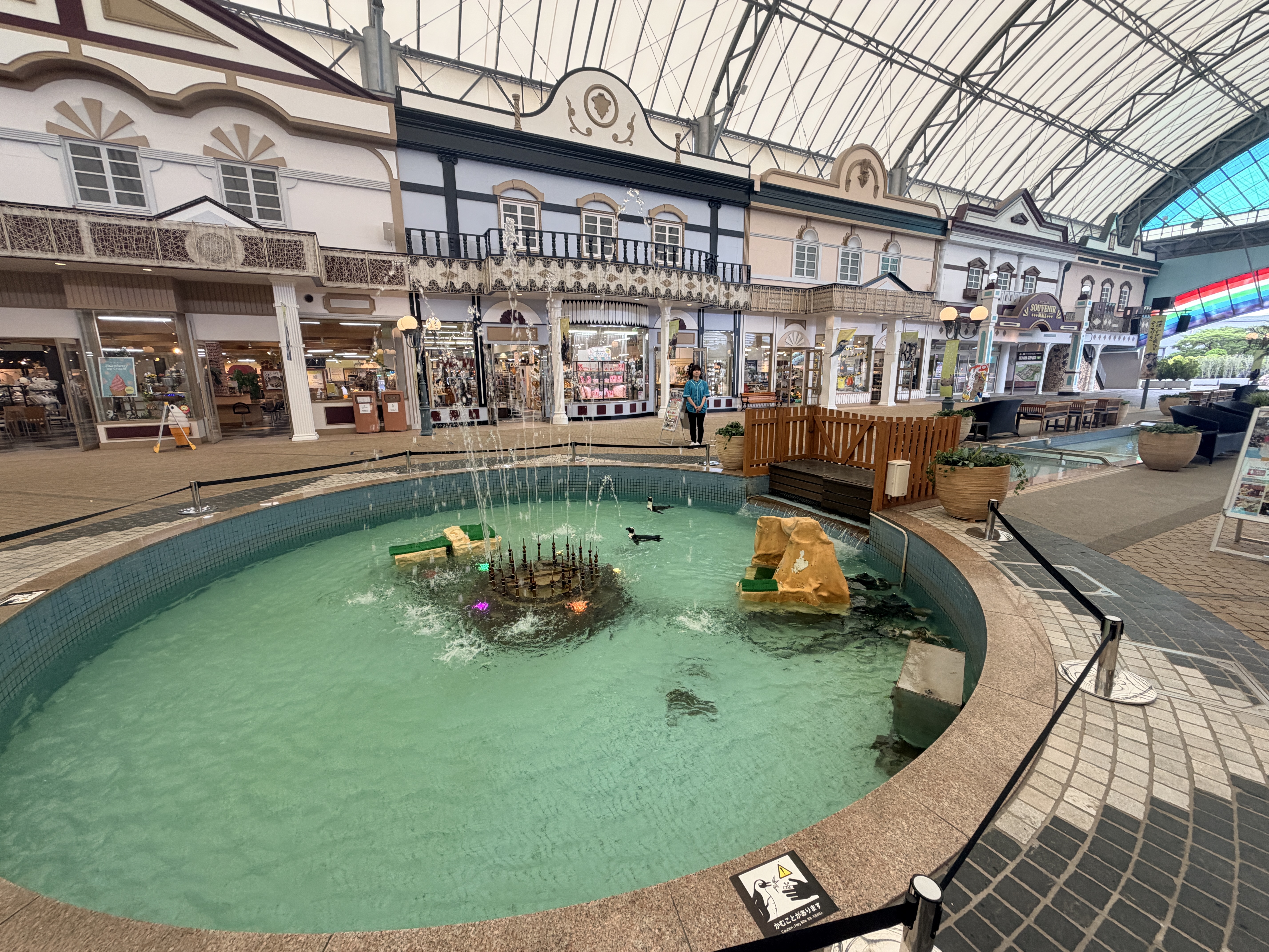 Adventure World 室內企鵝展示池與觀察空間