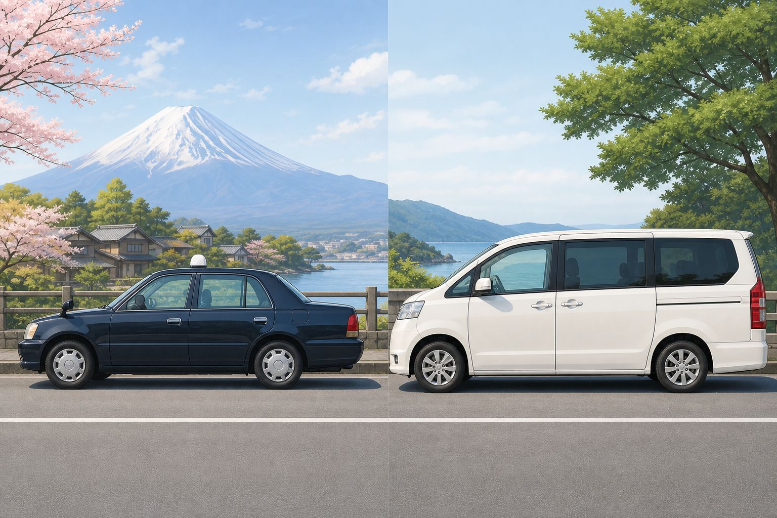 房車計程車與廂型車並列