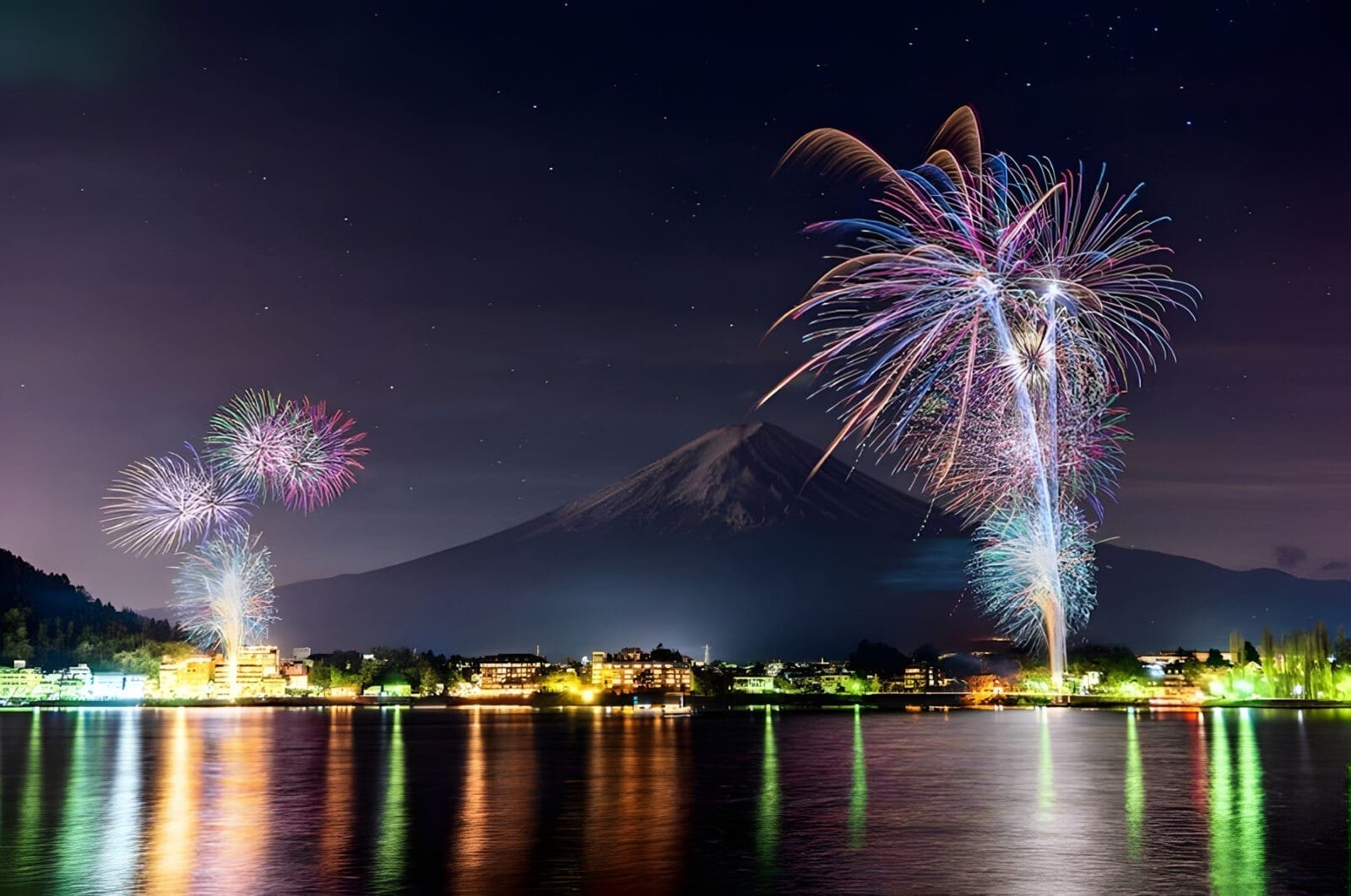 富士山河口湖冬季花火大會