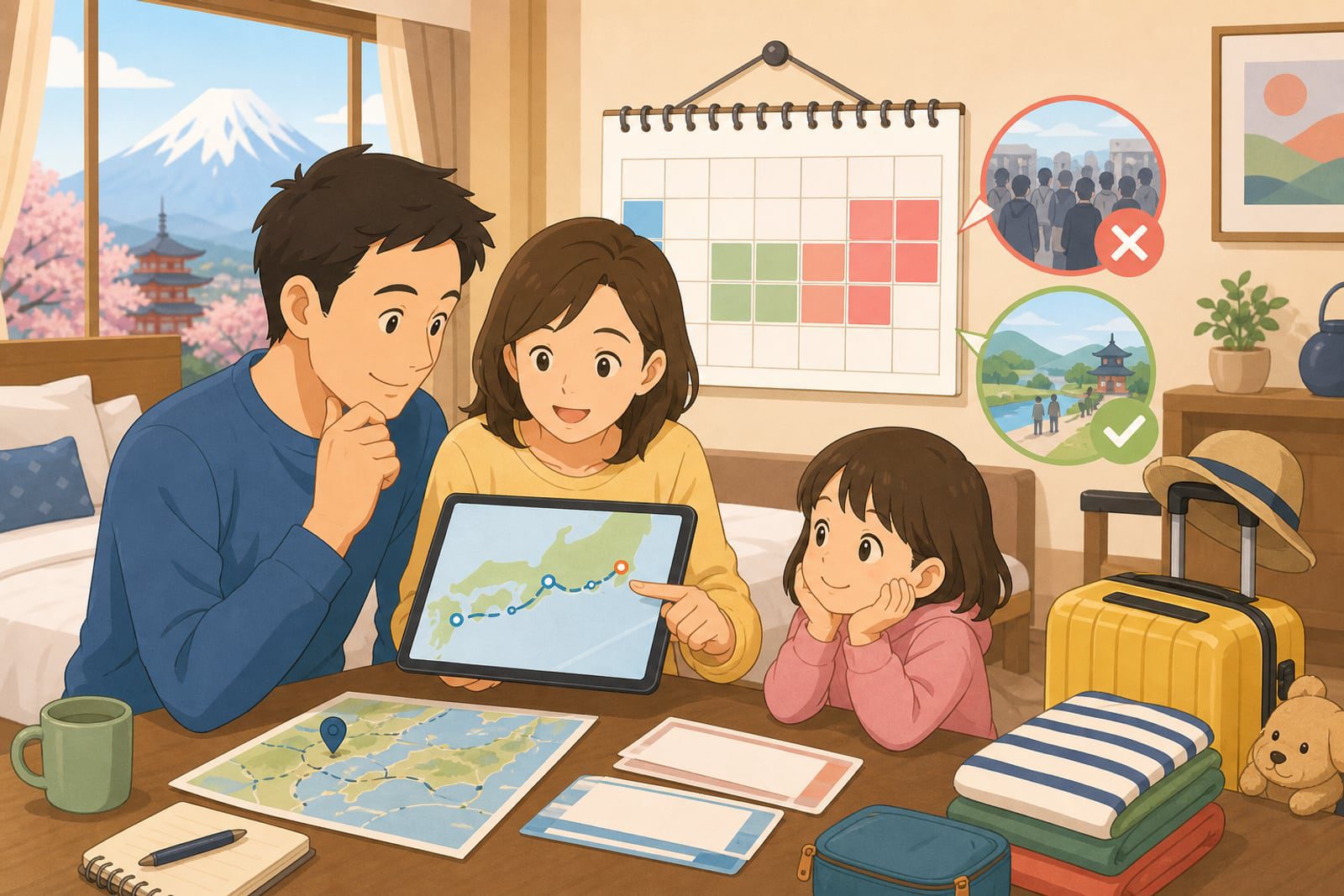 旅客規劃 2026 日本國定假日與避開高峰日期示意圖