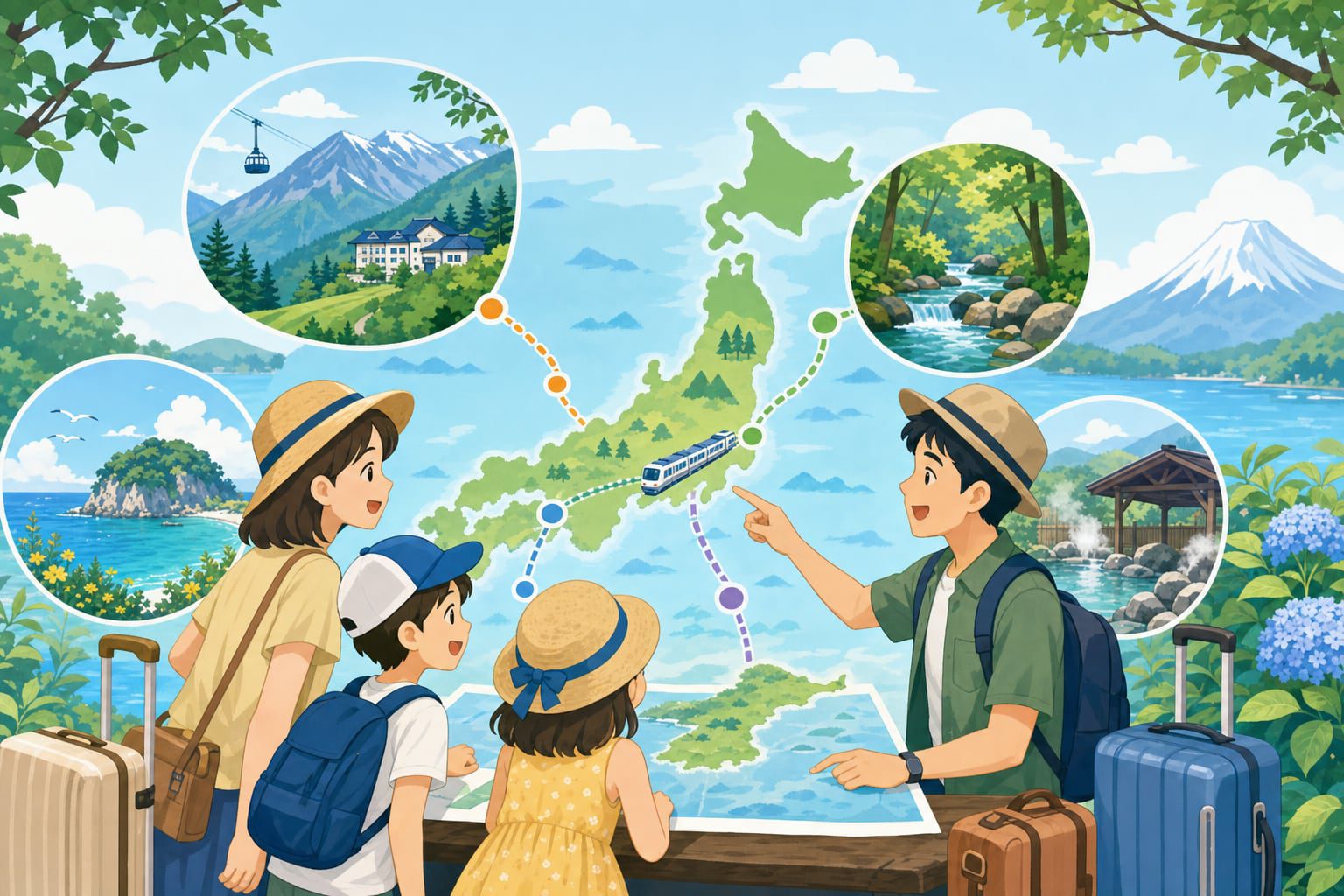 日本夏季避暑地行程選擇示意圖
