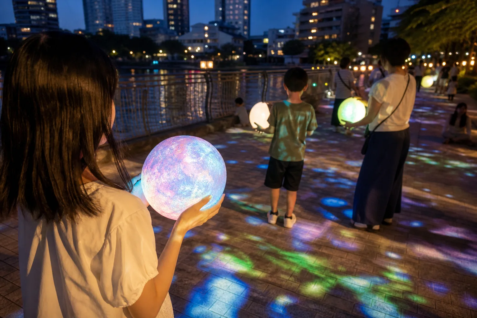 目黑川夏祭提燈互動 AI 情境示意圖