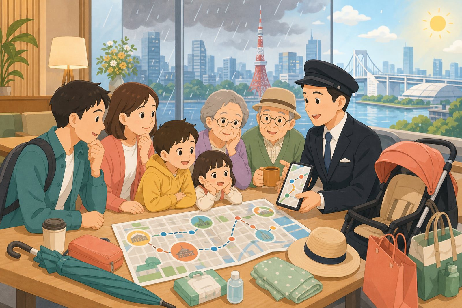 東京新地標親子長輩同行與雨天備案示意圖