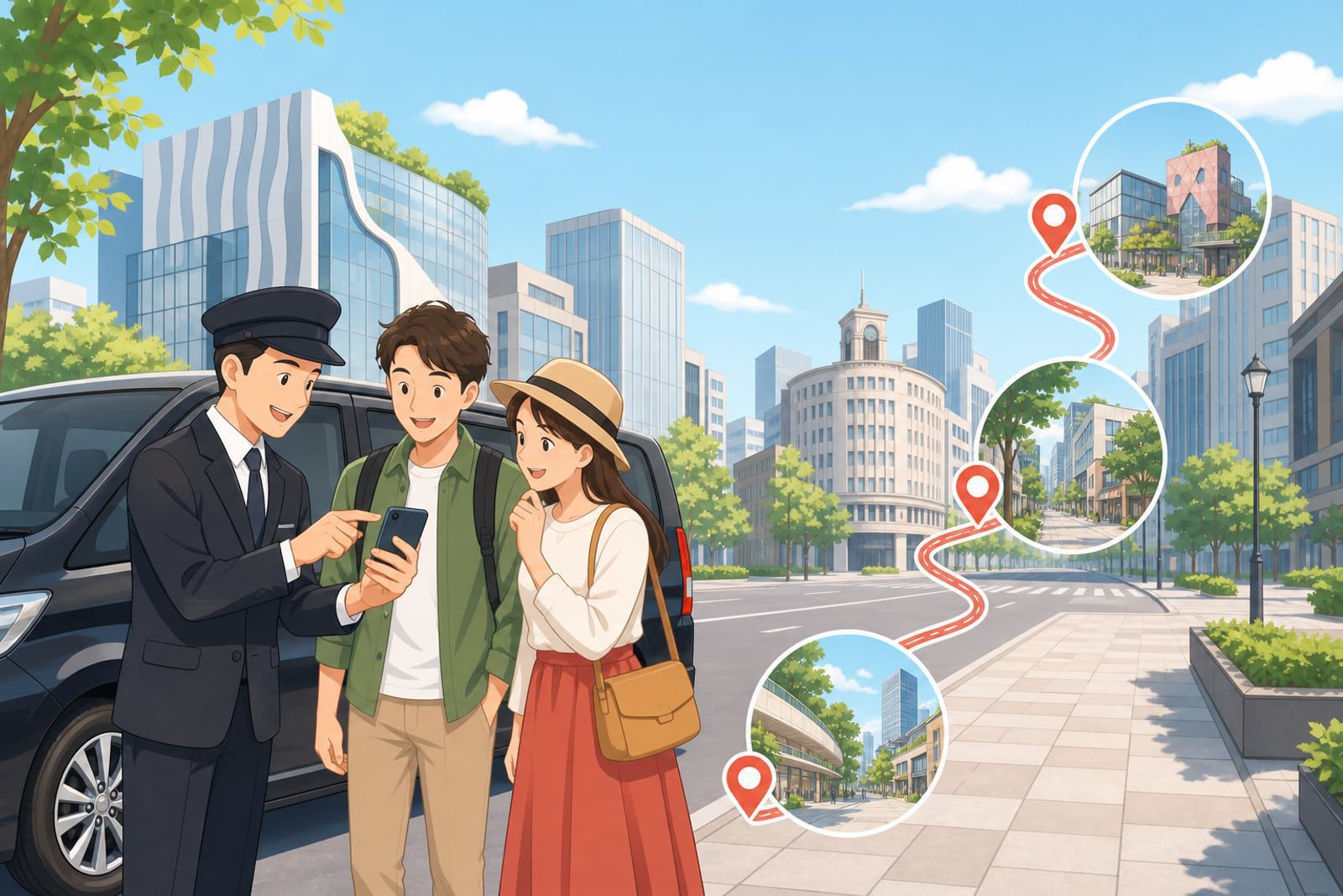 東京三大新地標包車一日遊動線示意圖