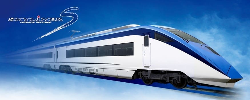 京成 Skyliner 列車與成田機場到東京路線示意