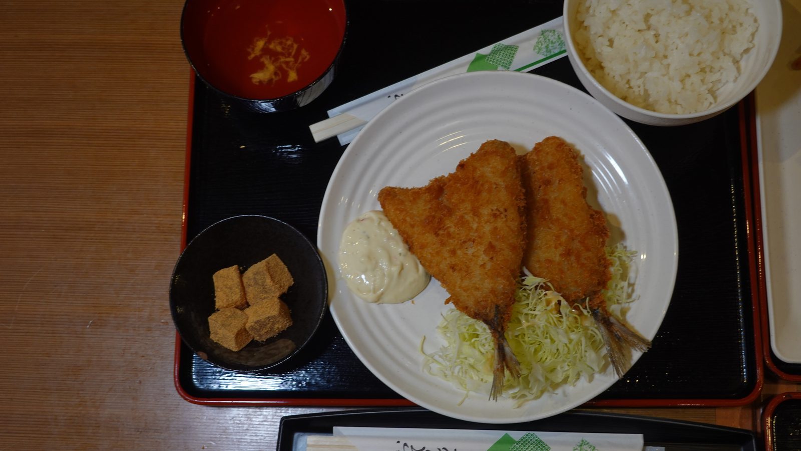 本日のオススメ アジフライ定食 (炸竹䇲魚定食) 特寫