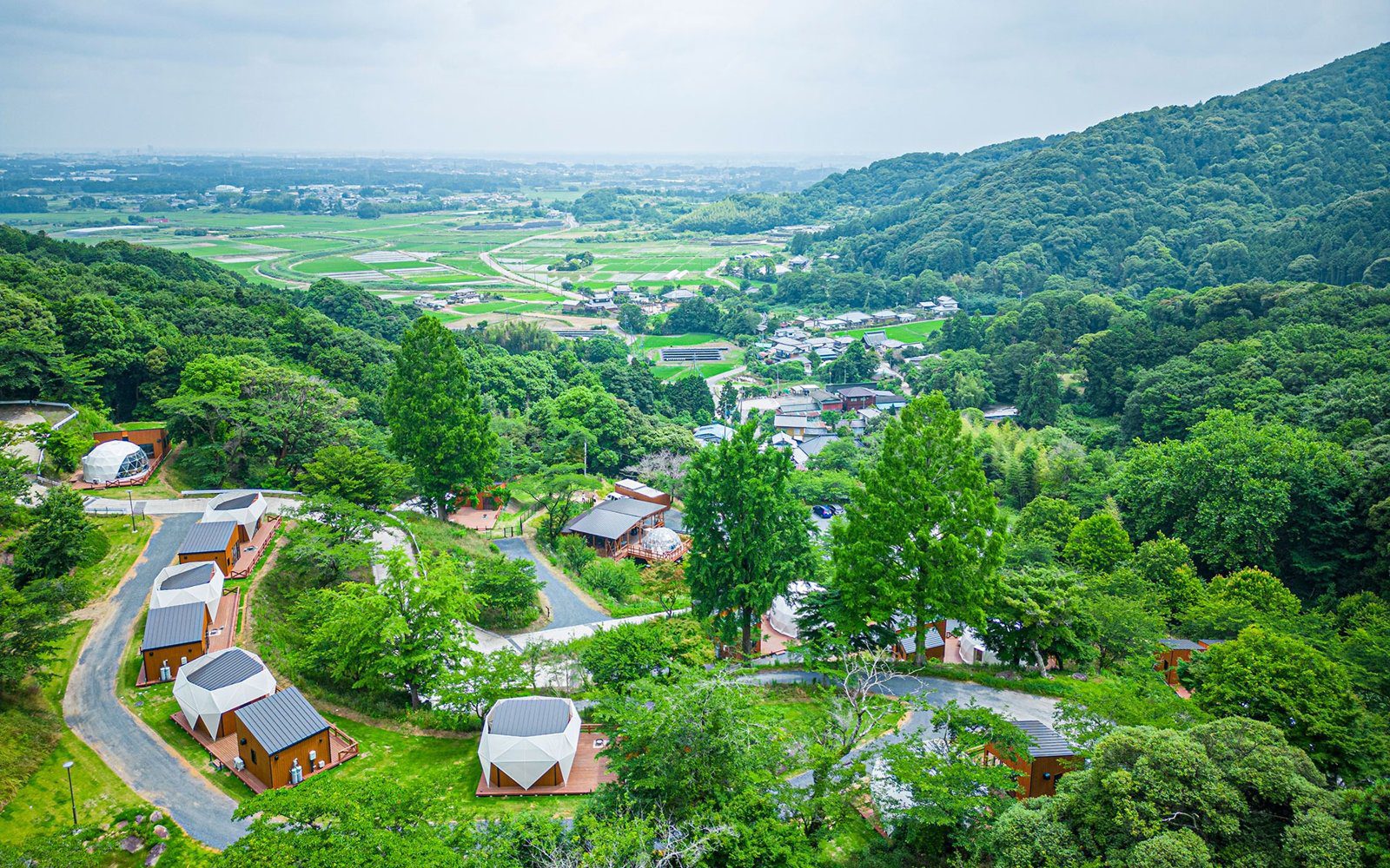 Glamping Hills AURA Terrace 茨城 俯瞰土浦田園的 AURA Terrace 全景