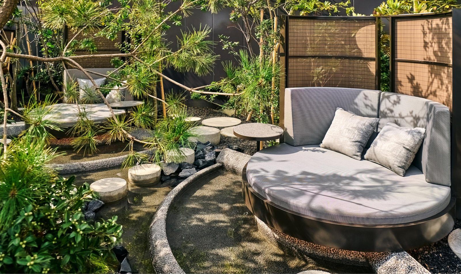 馥府 東京 銀座 屋頂酒廊「ゆそら」綠意中的足湯座位