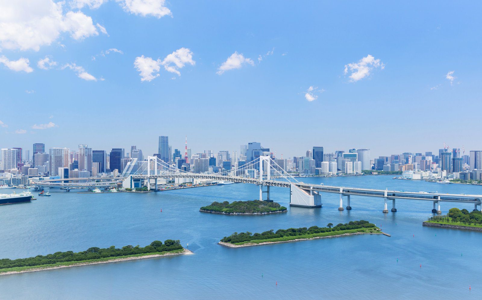 東京台場日航大酒店 台場海面與彩虹大橋、東京都心景色