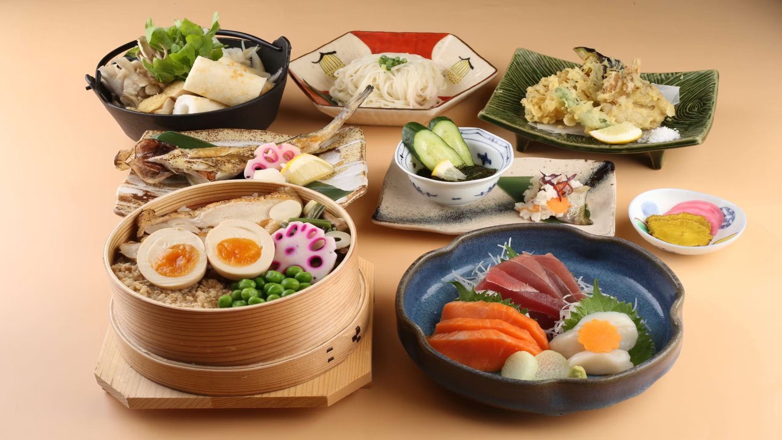 秋田大都會大飯店 米棒鍋與生魚片等秋田料理