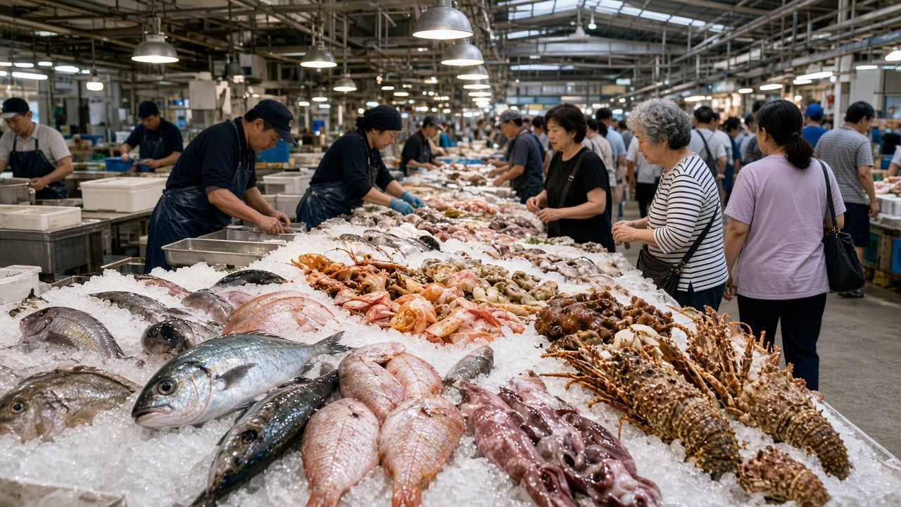 糸滿魚市場海鮮攤位