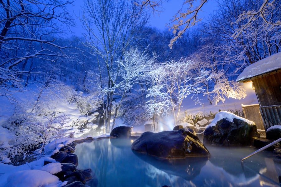 奧入瀨溪流飯店 by 星野集團 雪景露天浴池