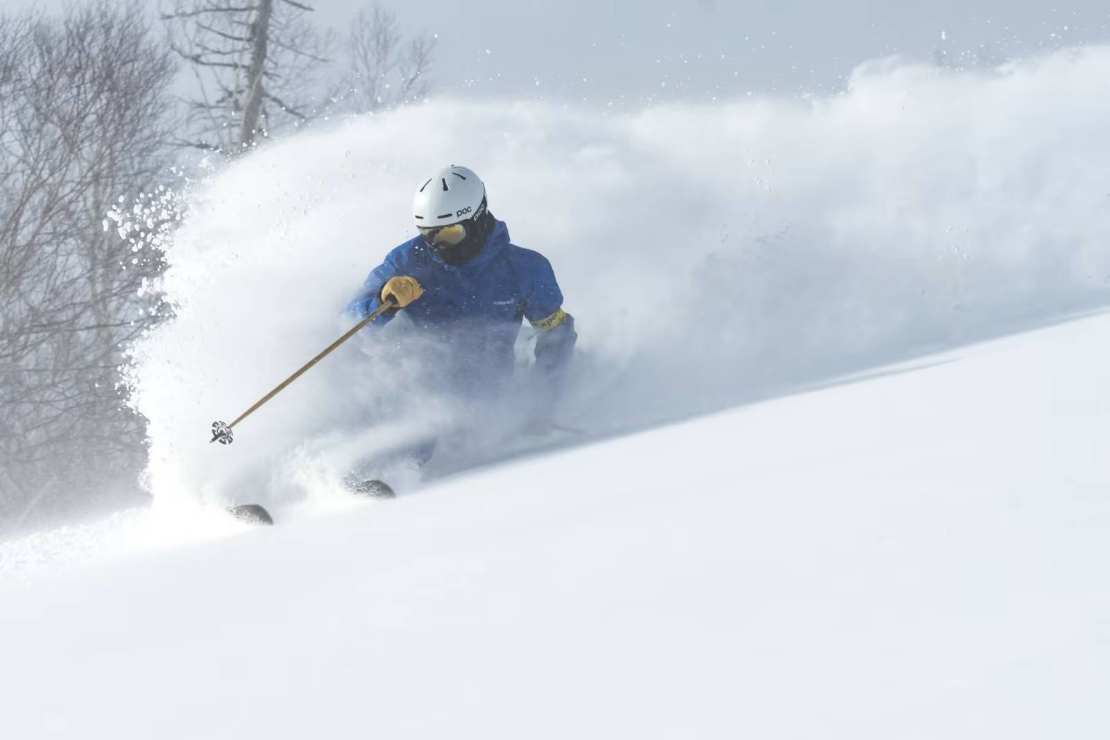星野集團 RISONARE Tomamu Tomamu 滑雪場粉雪中滑降的滑雪者