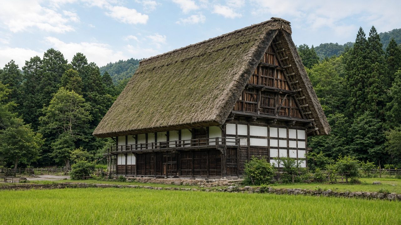 白川鄉合掌造民家與新綠田園