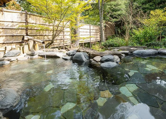 修善寺溫泉 湯迴廊 菊屋 庭園的露天風呂