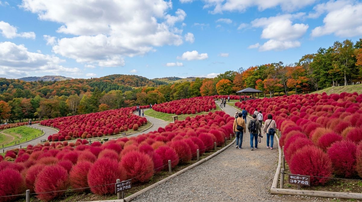 由仁花園鮮紅掃帚草花海
