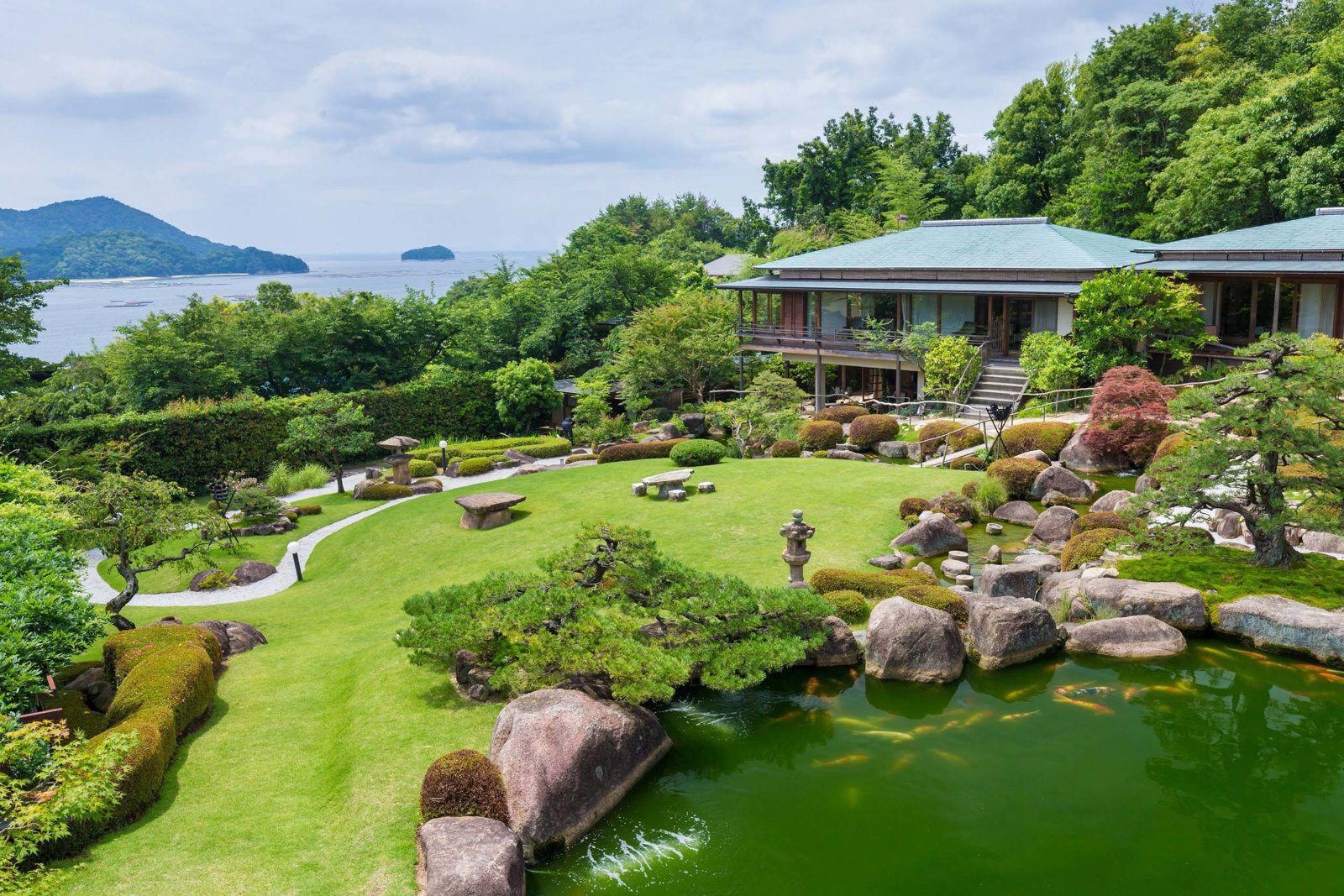 庭園之宿 石亭 廣島宮濱溫泉 白天的石亭庭園