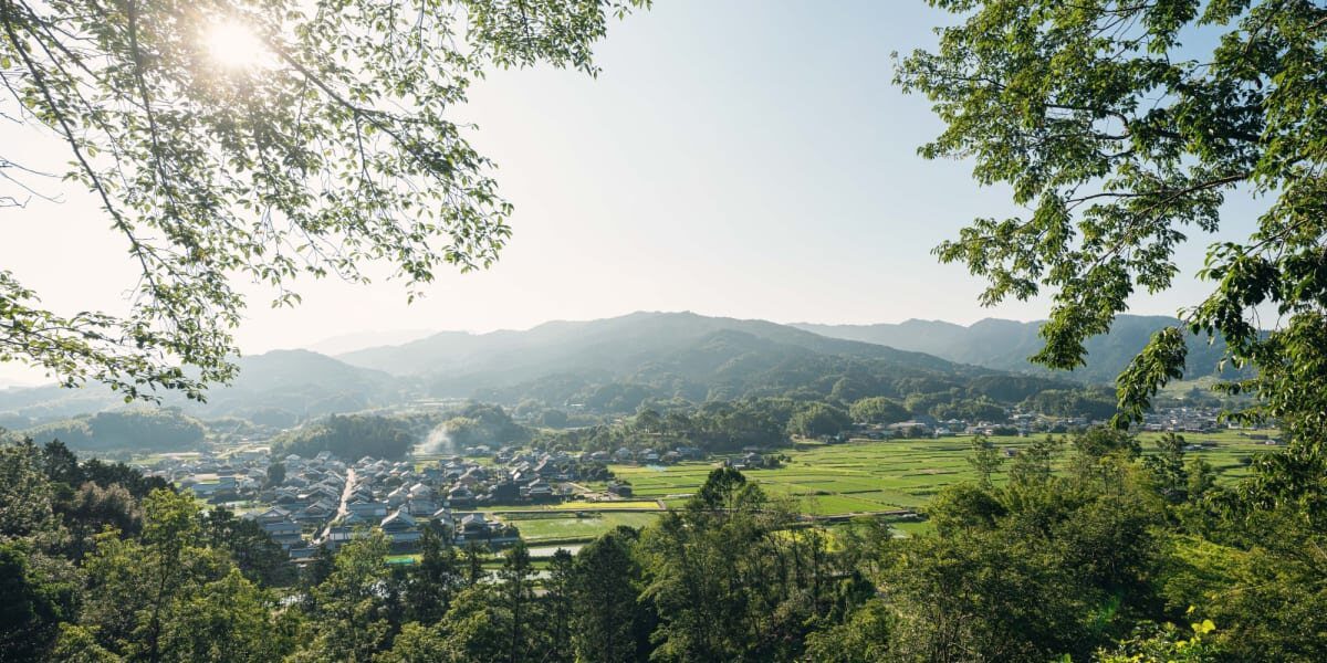 明日香村甘樫丘眺望田野與山巒