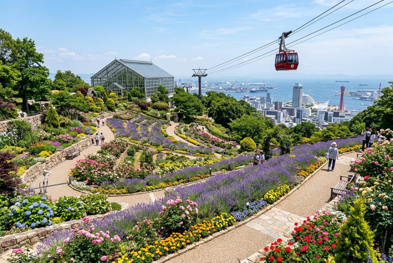神戶布引香草園 繽紛歐風花園與景觀空中纜車實拍