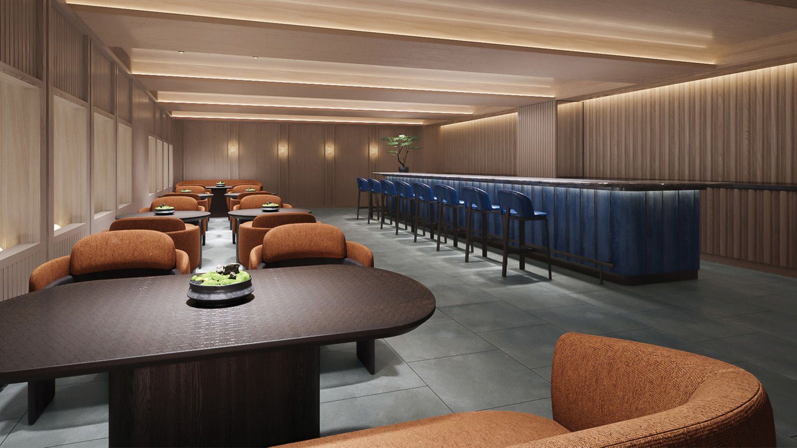 京都萬豪酒店 Great Room 的吧檯與座位區